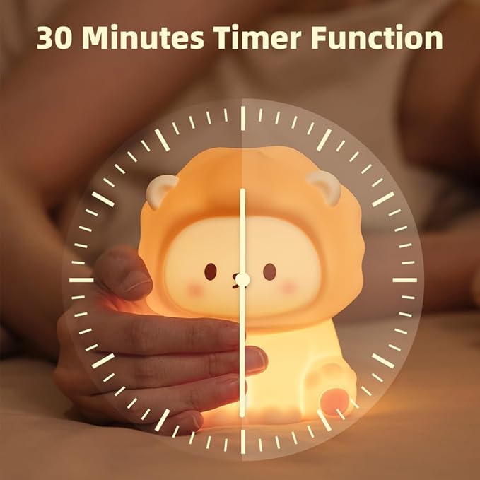 Cute Lion Night Light for Kids, Rechargeable Nursery Lamp - Image 3