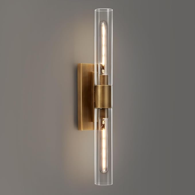 24.8" L Minimalist Style Wall Sconces 2-Lights Brass Wall Lights Fixtures by SHEKAITAOElevateYourSpace