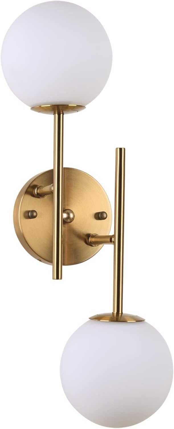 Gold Globe Wall Sconce, 7.5" W x 20" H, G9 Base, Compatible by BYOLIIMA