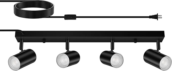 4 Light Track Lighting Kit, Industrial GU10 Wall Light by HOME