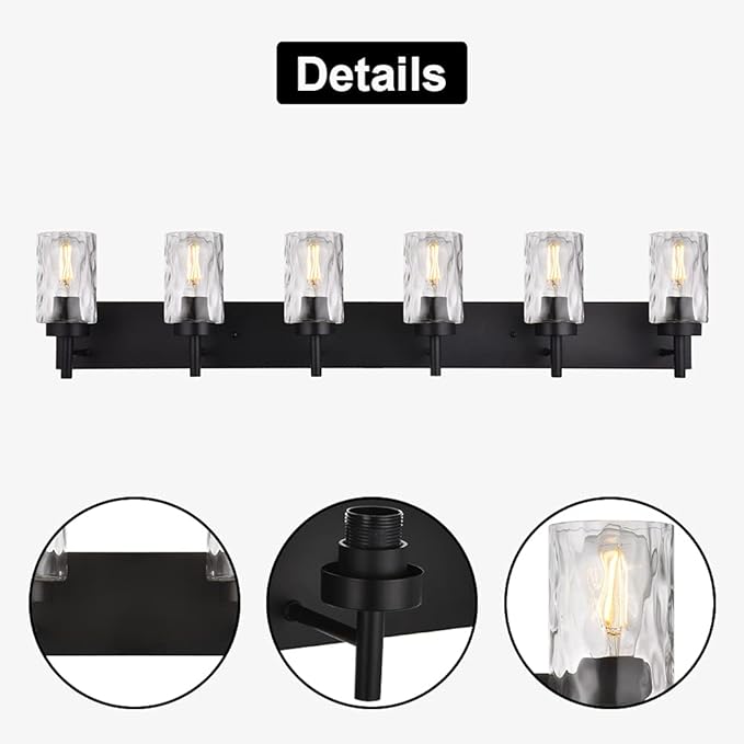 BONLICHT Transitional Bath Vanity Light Fixture 6 Light Black Wall Sconce - Image 8