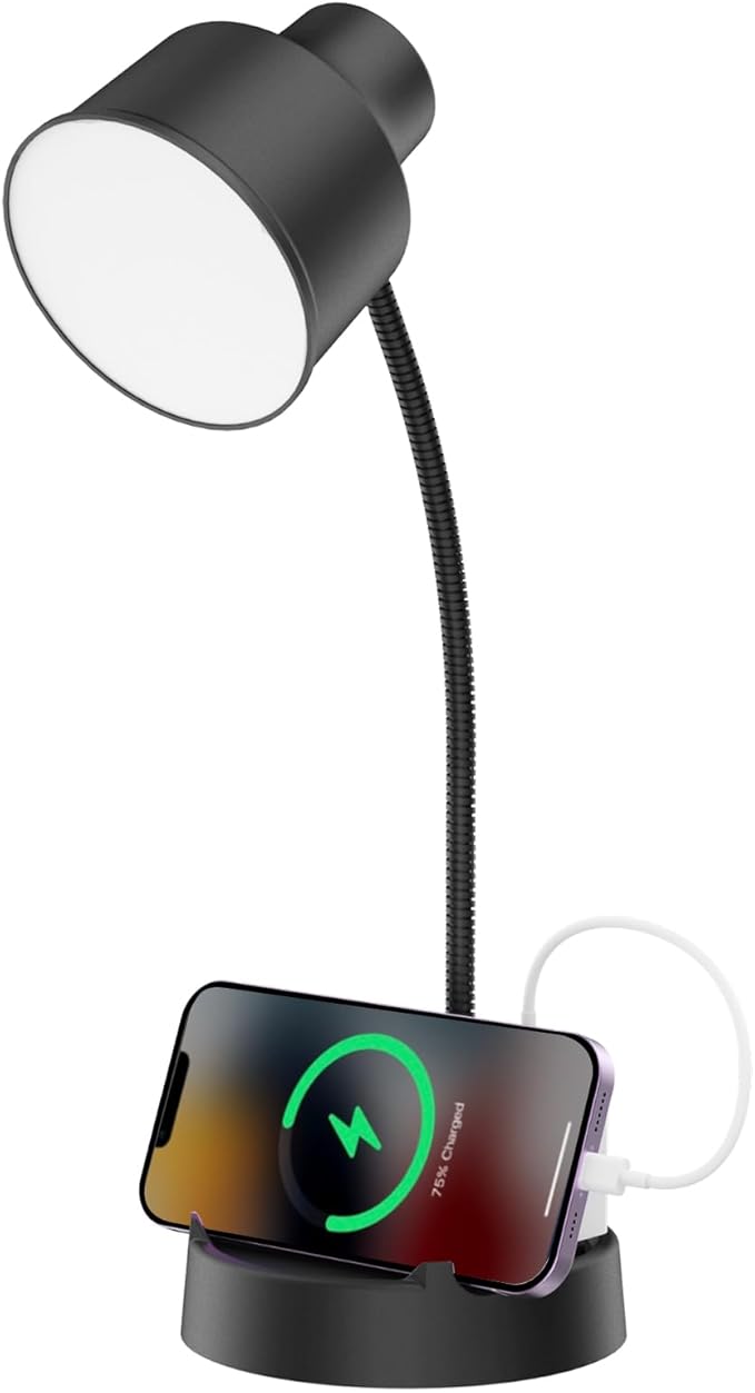 Energetic LED Desk Lamp with Phone Holder, Table Lamp with AC Outlet, by EENERGETICLIGHTING