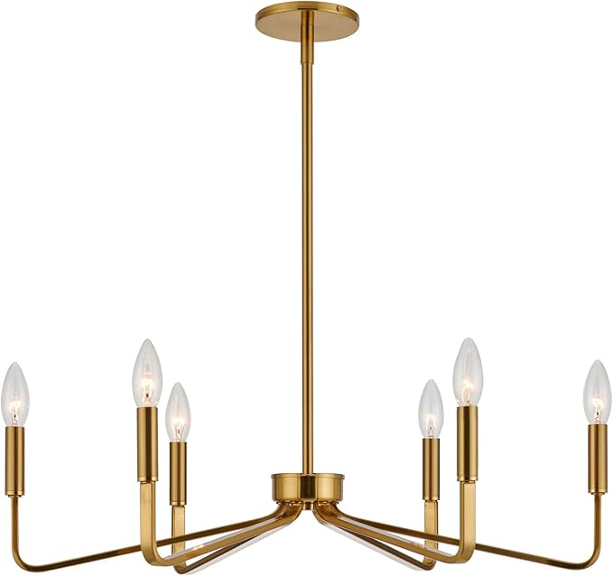 Brushed Gold Chandeliers for Dining Room, 6-Light Modern Farmhouse Chandelier - Image 8