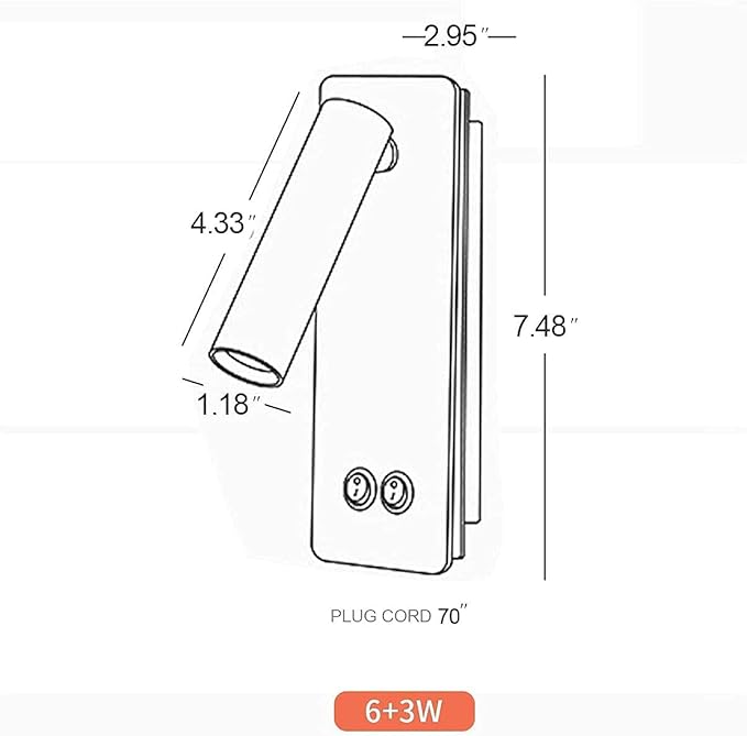 LED Wall Lamp Bedside Reading Light Plug-in 3W Headboard Wall Sconce Adjustable - Image 6