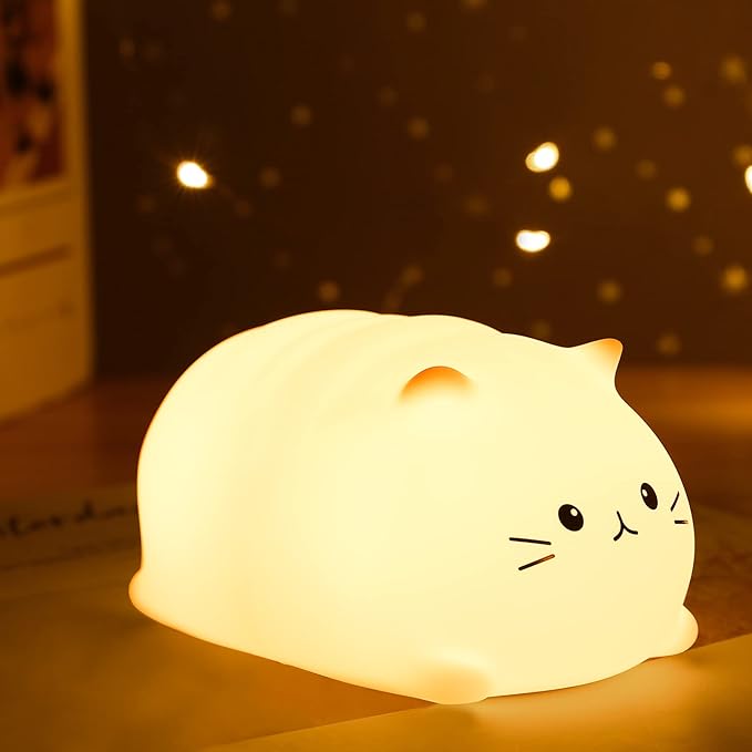 ZKLiLi Night Light, Cute Cat Nursery Lights USB Rechargeable Cat Lamp by ZKLiLi