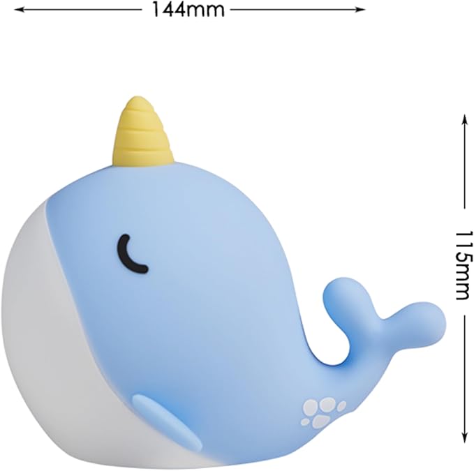 Cute Whale Night Light, Soft Narwhal Silicone LED Night Lamp, Rechargeable - Image 7