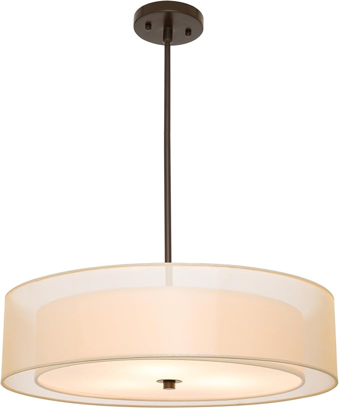 VONLUCE 3-Light Drum Chandeliers, Adjustable Swivel Joint Hanging Light Fixture by Vonluce