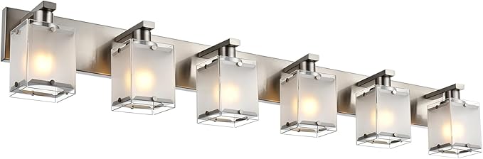 6-Lights Bathroom Vantiy Light Over Mirror, Modern Black Vanity Lighting by WINSHENLighting