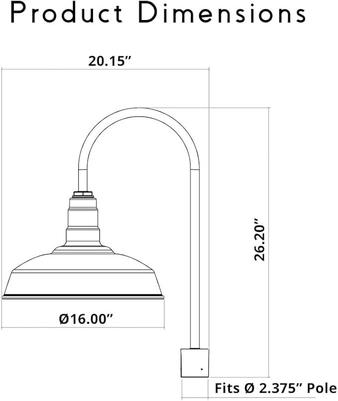 Steel Lighting Co. Gardena Barn Light | Outdoor Pole Top Mounted | 16" Dome | - Image 2