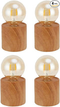 JHY DESIGN Set of 4 Wood Grain Table Lamp 6.5" Tall Cordless Lamp Light by JHYDESIGN
