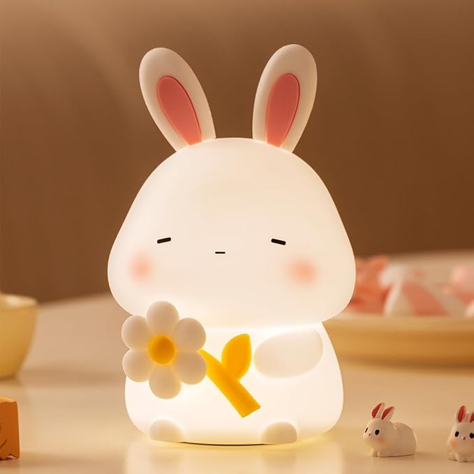 Bunny Night Light for Kids, Cute Rabbit Soft Silicone Lamp, Baby Nursery by KinYiLOHome