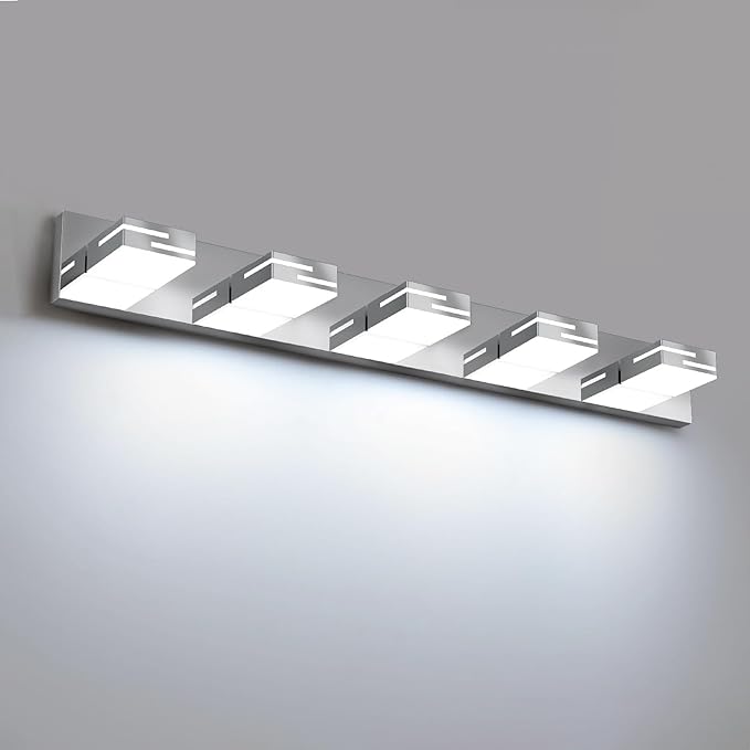 LED Modern Bathroom Vanity Light Fixtures, 5-Light 34-inch Dimmable Chrome by LKHF