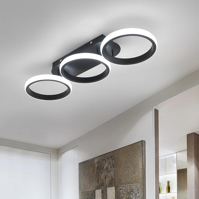 Modern LED Ceiling Light, 3-Round Rings Flush Mount, 30W 6000K Cool White - Image 6