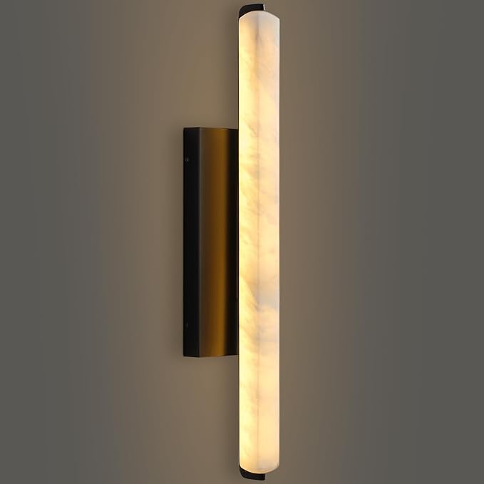 Alabaster Wall Sconces, 25in Black Alabaster Sconce, Modern Spanish Natural by RINGRAIN