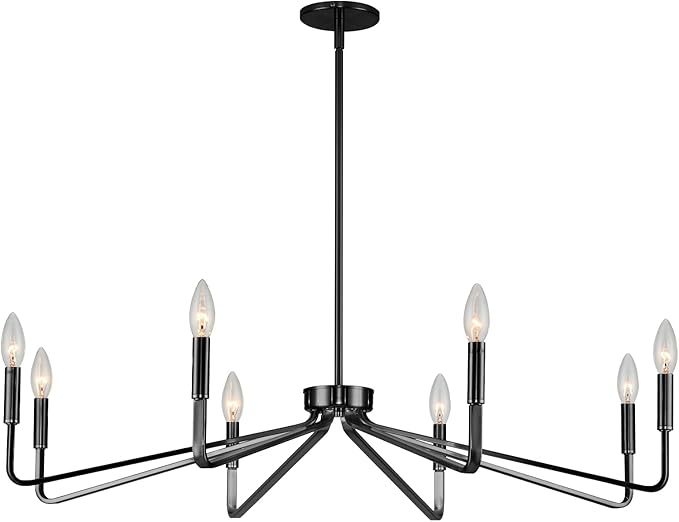 38" Black Chandeliers for Dining Room, 8-Light Modern Farmhouse Candle Style - Image 8