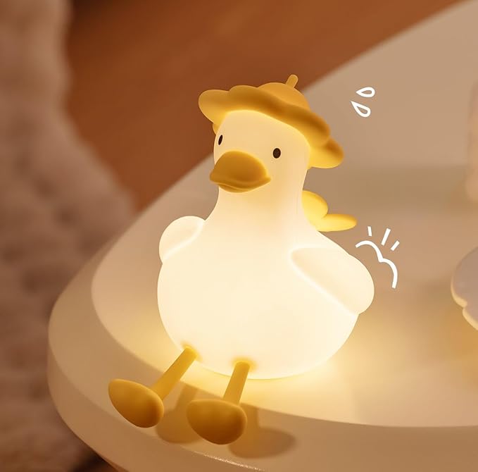 Flower Duck Silicone Night Light, 3-Level Touch Dimming Rechargeable Nursing by OHLGT