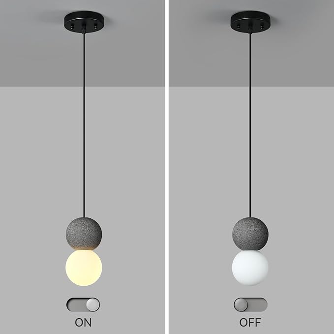 Modern Black 1-Light Concrete Pendant Light Kitchen Island Ceiling Light - Image 8