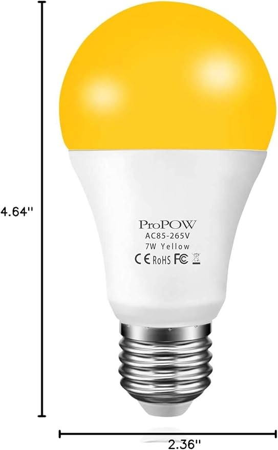Amber Yellow LED Light Bulb, 7W Dusk to Dawn Bulbs 40W Equivalent A19 Auto - Image 8