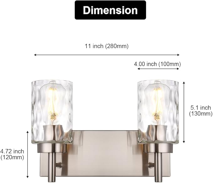 BONLICHT Bathroom Light Fixtures Modern 2 Light Brushed Nickel Vanity Light - Image 4