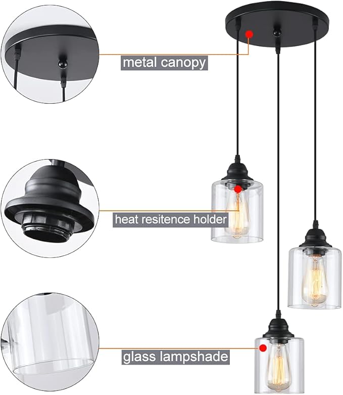 3 Lights Industrial Pendant Light - Image 3
