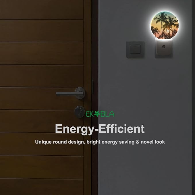 EKOBLA Palm Tree Night Lights Plug into Wall Beach Sunset Plug-in Nightlights - Image 5