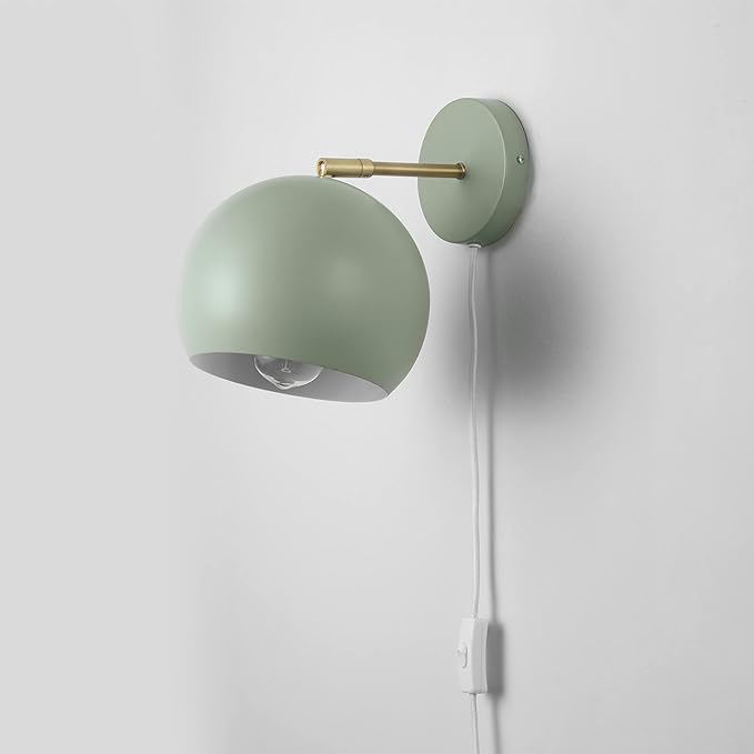 GLOBE Electric 65866 Willow 1-Light Plug-in or Hardwire Wall Sconce, Sage Green - Image 6