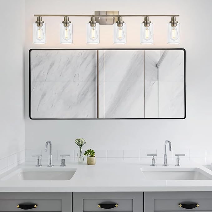 MELUCEE Modern Bathroom Vanity Light Fixtures 6-Light Brushed Nickel - Image 3