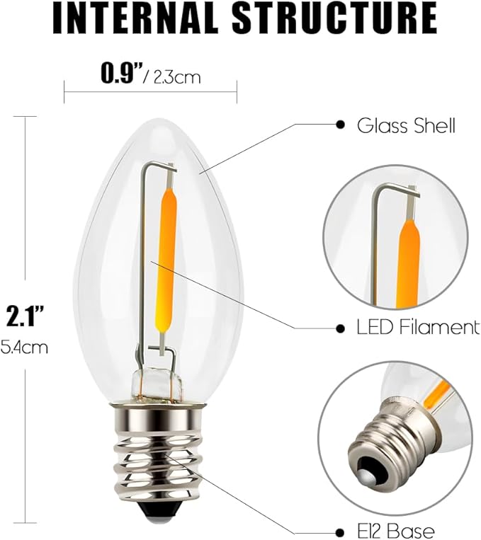 Emotionlite Night Light Bulbs, C7 Candelabra LED Light Bulbs, E12 Chandelier - Image 6