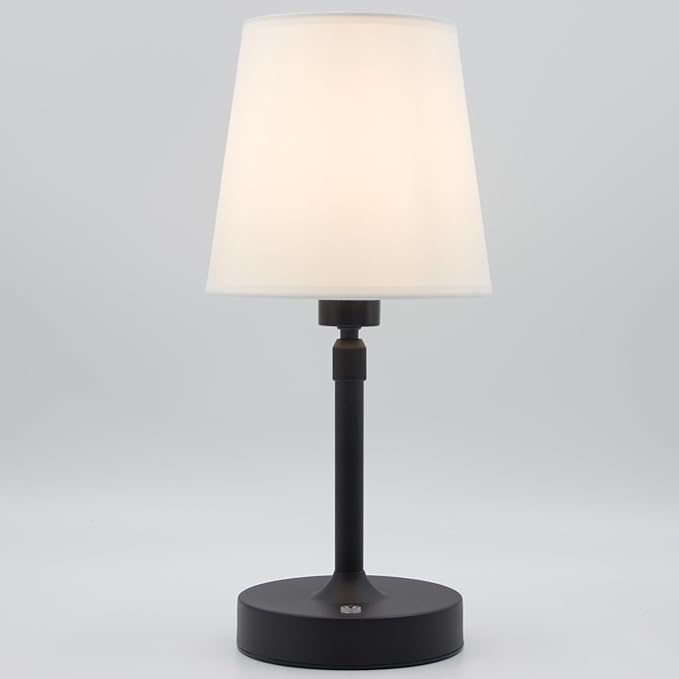 Cordless Table Lamp Rechargeable Touch Black Mini Small Lamp Adjustable Height by LuckyLume