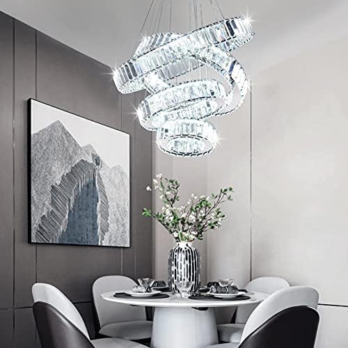 CLAIRDAI Crystal Chandeliers 4 Rings Chandelier LED Pendant Light Chandelier - Image 5