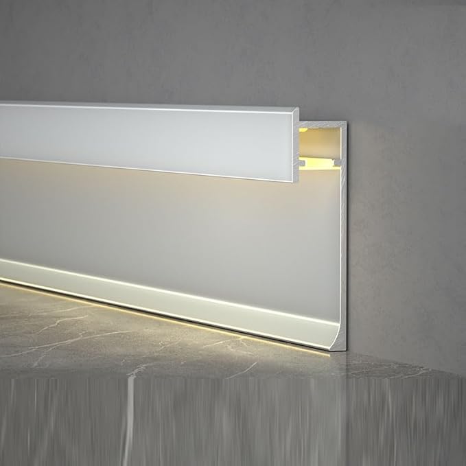 10Pcs LED Aluminium Metal Baseboard Trim, Matte Silver 50mm x 2500mm 1.97" x by Kwweeoo