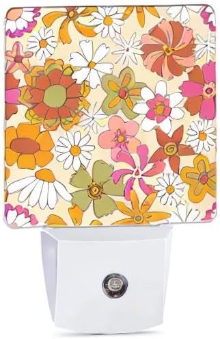 Vintage Boho Floral Night Light Plug in Wall Lamp Smart Dusk to Dawn Sensor - Image 8