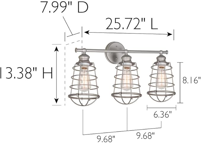 Design House 519728 Ajax Industrial Modern 3-Light Indoor Bathroom Vanity Light - Image 2
