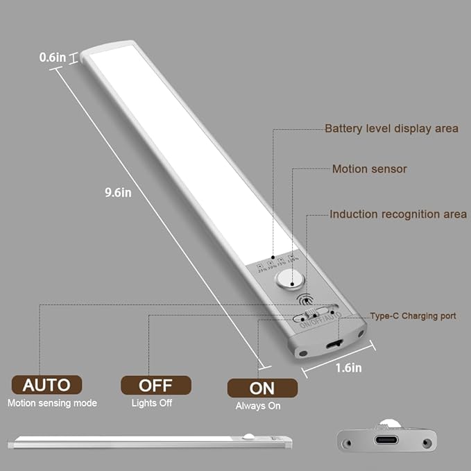 Under Cabinet Lights, 52 LED Operated Motion Sensor Light Indoor, 1500mAh USB - Image 4