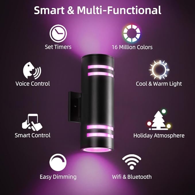 Smart Porch Lights Color Changing, RGB Outdoor Wall Lights - Image 4