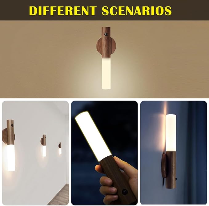 LANDGOO Wooden Motion Sensor Night Lights Magnet Body Sensor Hallway Night - Image 7