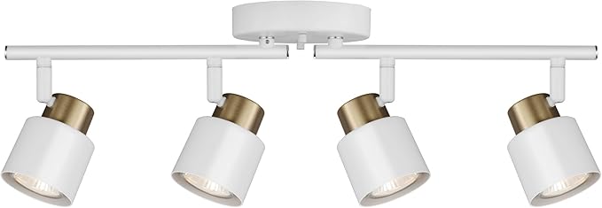 4 Light Track Lighting Kit, Matte White Brass Finish Adjustable by CRAFTRONOS
