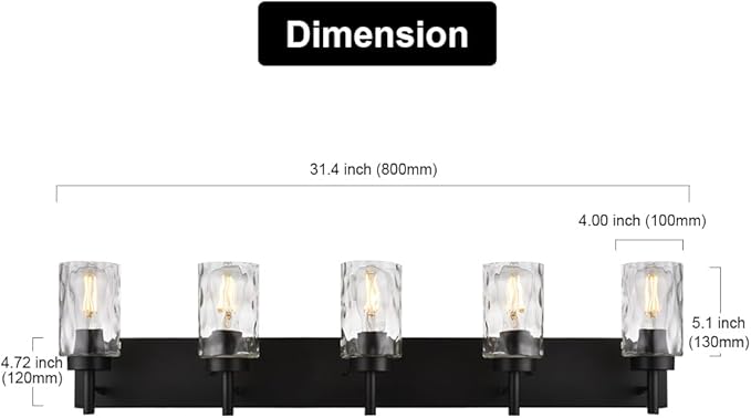 BONLICHT Modern Bathroom Lighting Over Mirror 5-Lights Rustic Bath Vanity Wall - Image 3