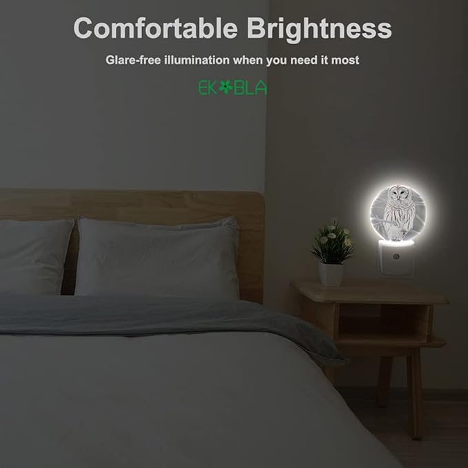EKOBLA White Bird Plug-in Nightlights Cute Owl on Tree Branch Plug-in - Image 4
