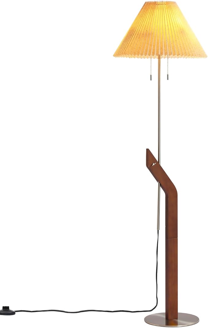 Wood Floor Lamp, 2-Light Modern Mid Century Vintage Floor Lamp, Height by XIAHUOYI