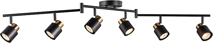 6 Light Foldable Track Lighting Kit, Matt Black Brass Finish Adjustable by CRAFTRONOS