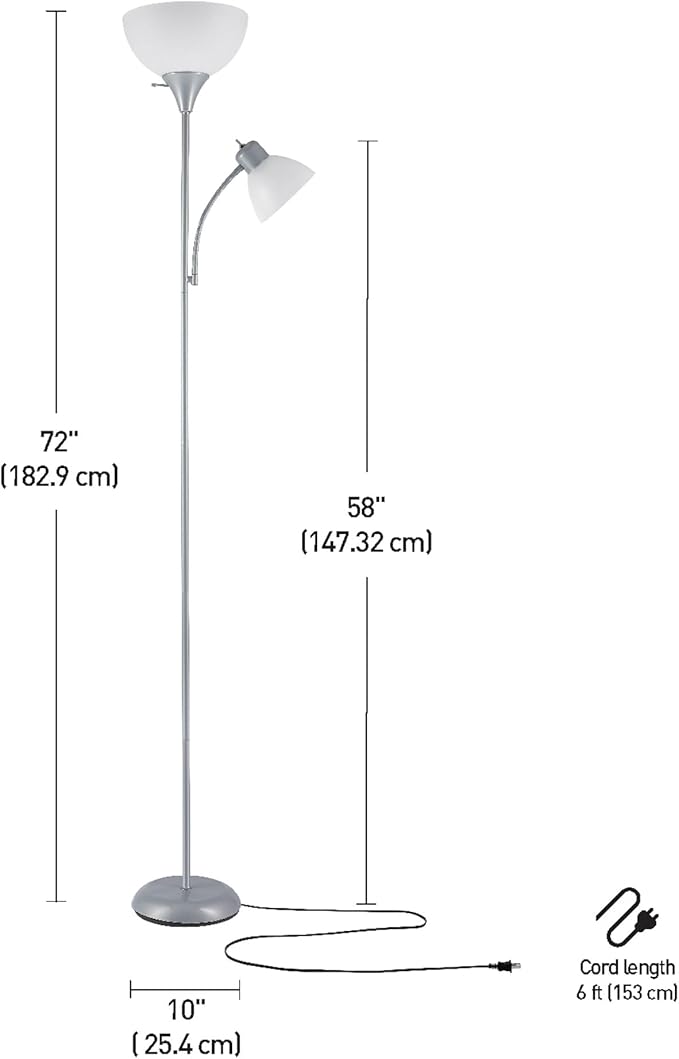 GLOBE Electric 67134 72" Torchiere Floor Lamp and Adjustable Reading Light - Image 7