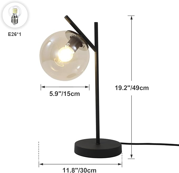 Mid Century Table Lamp Vintage Bedroom Desk Lamp Black Nightstand Lamp - Image 3