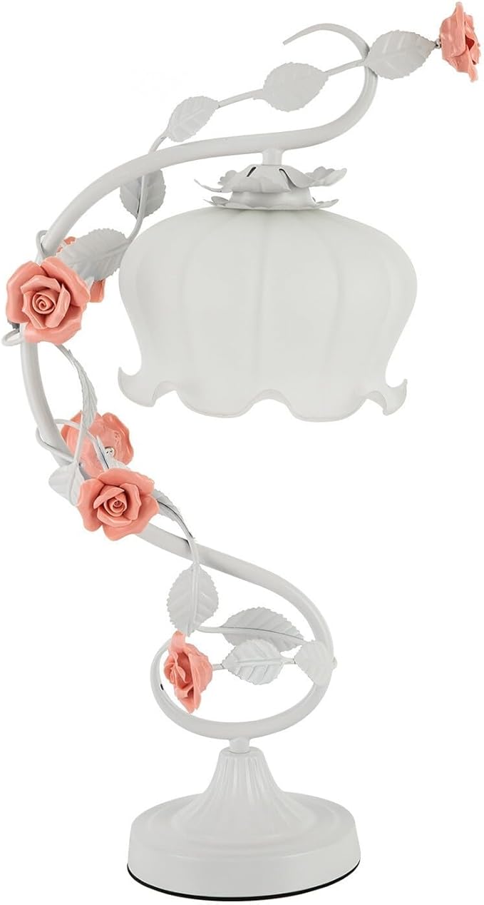 Flower Glass Table Lamp with 7.48inches Wide Bent Glass Lampshade, Floral - Image 7