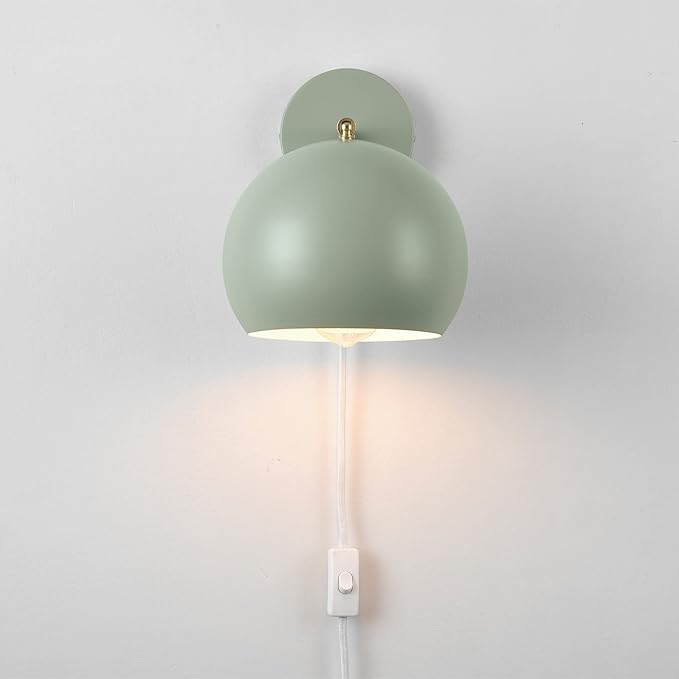GLOBE Electric 65866 Willow 1-Light Plug-in or Hardwire Wall Sconce, Sage Green - Image 5