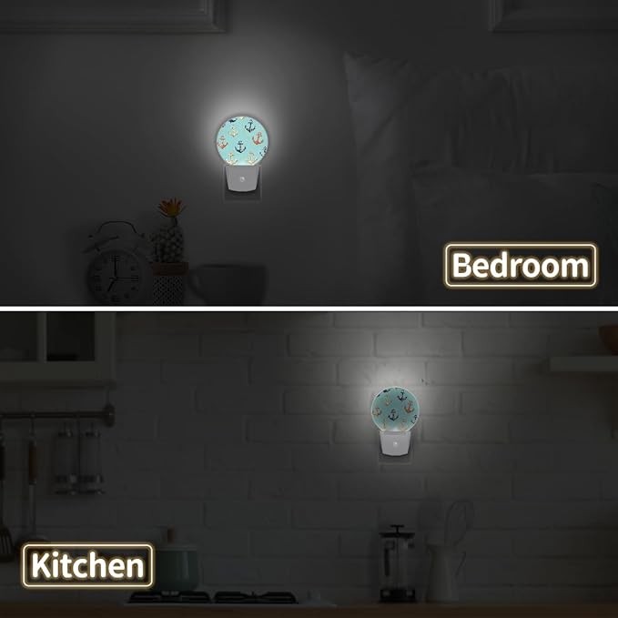 Round Night Lights Ocean Nautical Anchor LED Nightlight Plug in Dust to Dawn - Image 6