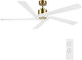 WINGBO 64 Inch DC Ceiling Fan without Lights, 5 Reversible Carved Solid Wood by HomePage