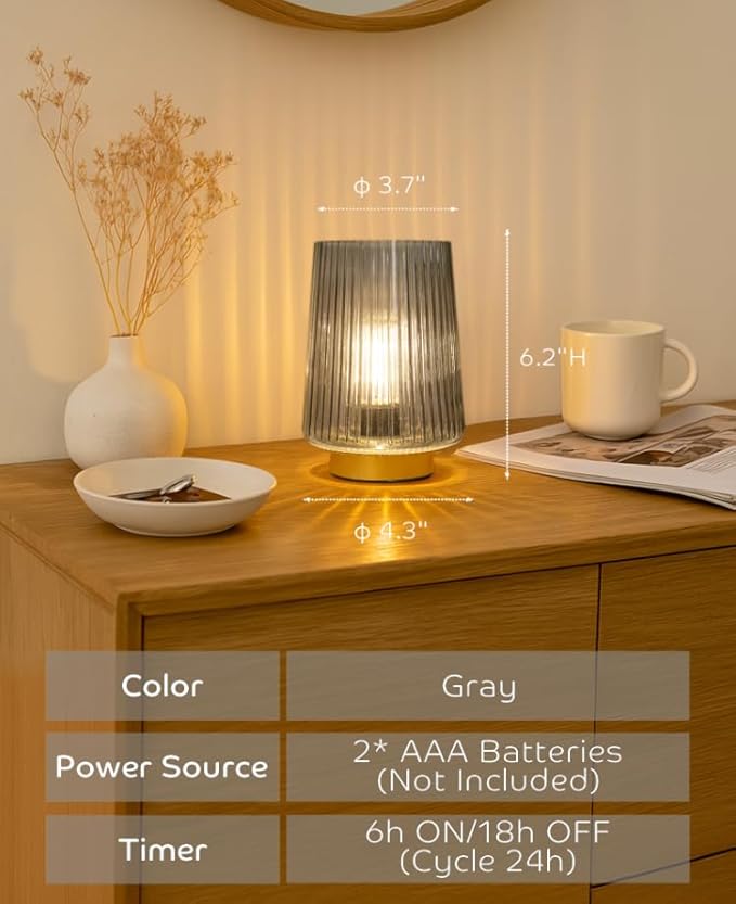 Battery Powered Lamp with Timer, Cordless Small Table Lamps Battery Operated - Image 4