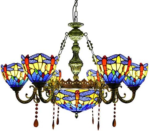 CraftThink Pendant Lighting LED Bowl Chandelier Light Antique Tiffany Style by CraftThink