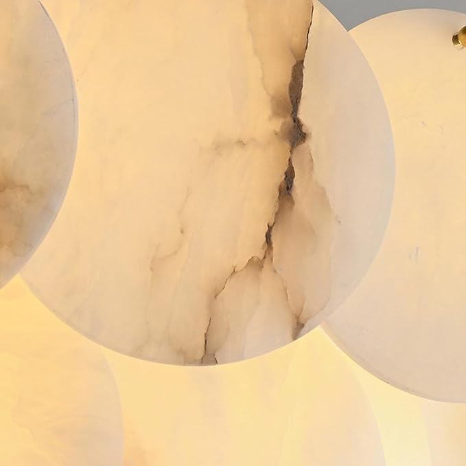 Natural Alabaster Disc Wall Sconce, Modern Organic Cascading Multi-Light Fixture - Image 6
